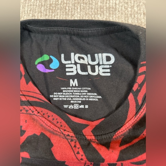 AC/DC Black Ice All Over Print Band T-Shirt Liquid Blue Red Black Size M 1209 - Picture 2 of 3